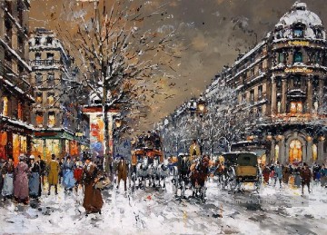 yxj051fD impressionnisme scène de rue Paris Peinture à l'huile